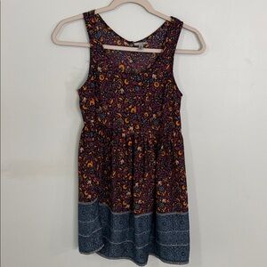Ecote Floral Print Mini Dress in Navy, Purple, Orange